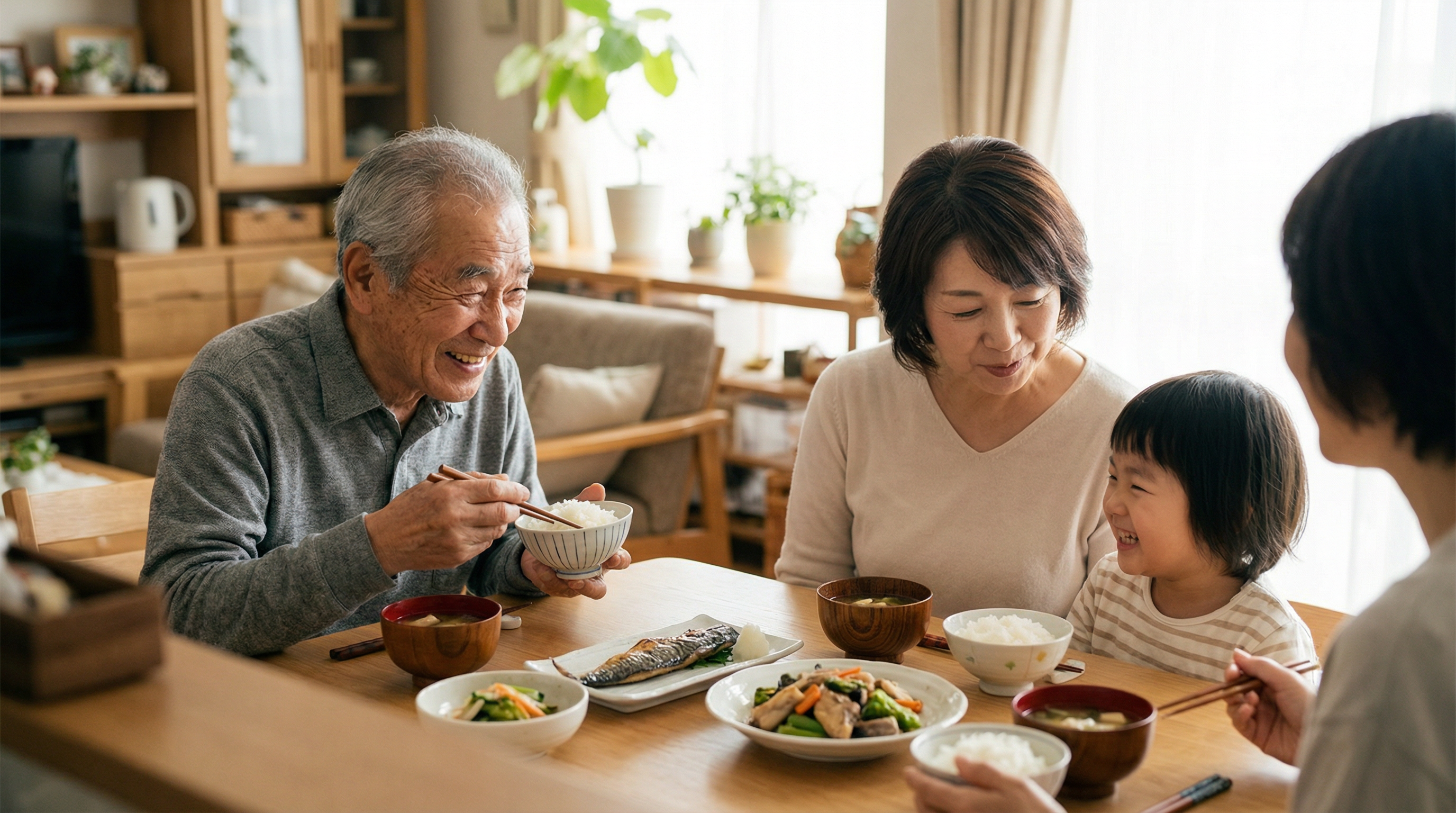 家族団欒の食事風景